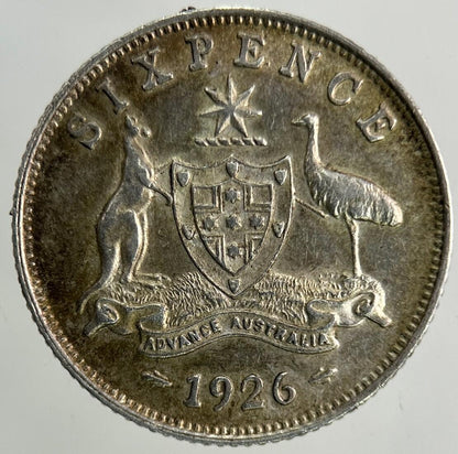 1926 Australia Sixpence Silver Coin | Very High Grade