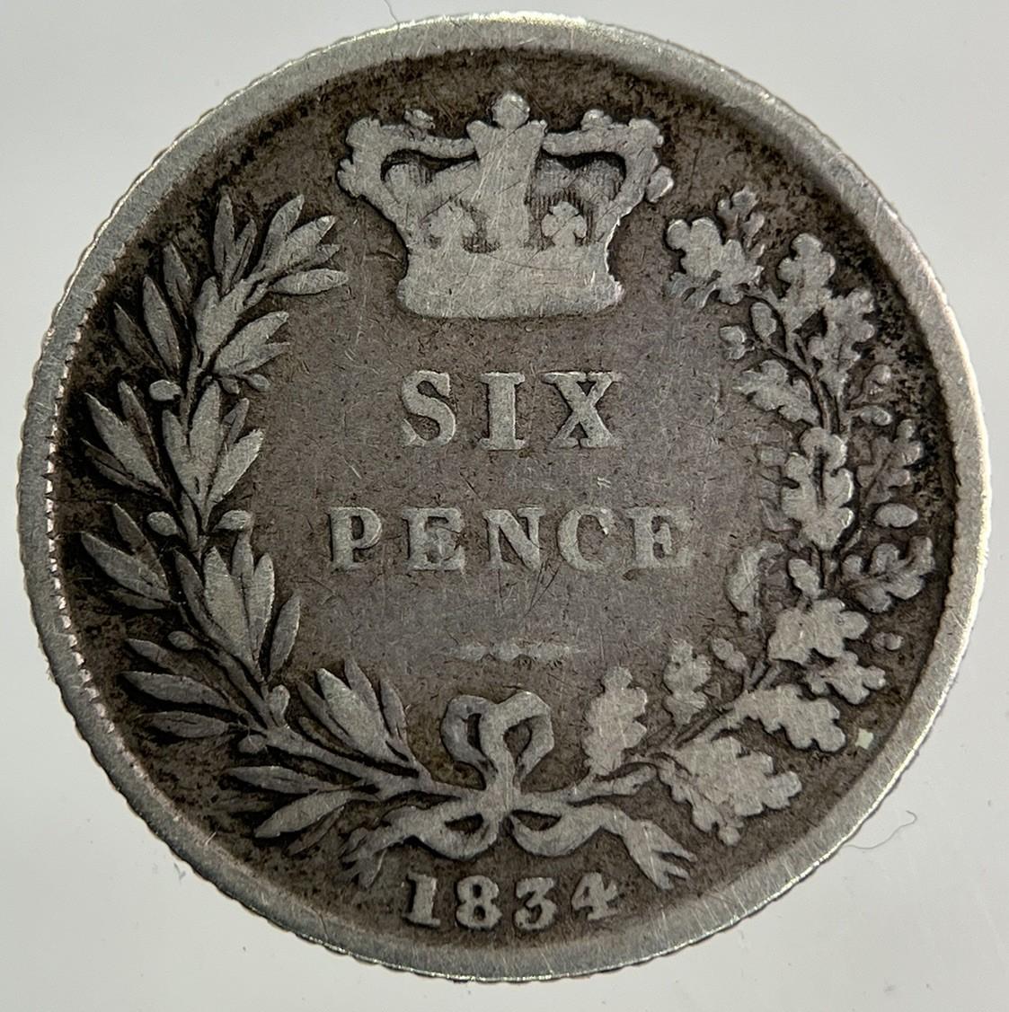 1834 William IV Sixpence Silver Coin | Fine Collectable Grade