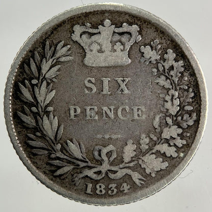 1834 William IV Sixpence Silver Coin | Fine Collectable Grade