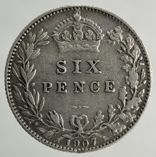 1907 Edward VII Sixpence Silver Coin | Very High Grade