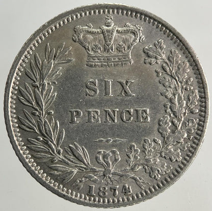 1874 Victoria Sixpence Silver Coin | Very High Grade