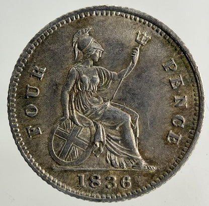 1836 William IV Groat Four-Pence Silver Coin | Very High Grade