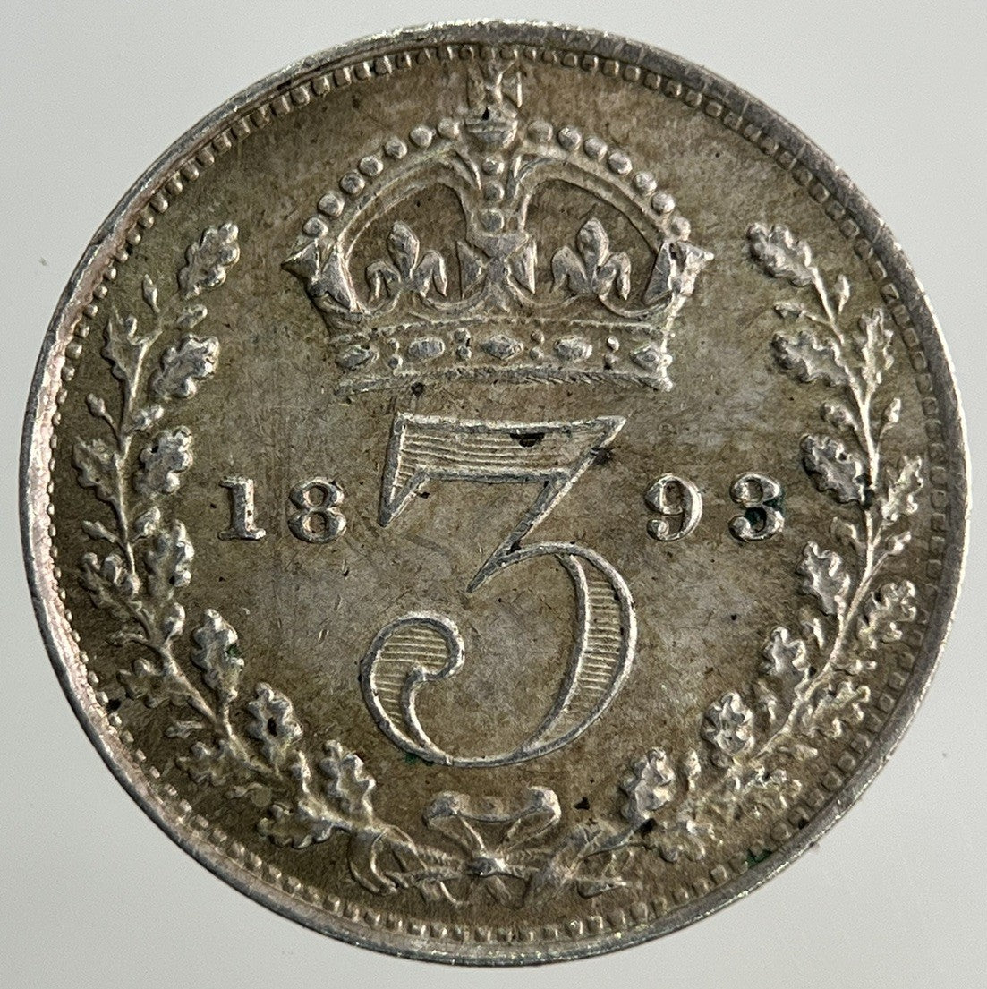 1893 Victoria Threepence Silver Coin | Very Fine Grade