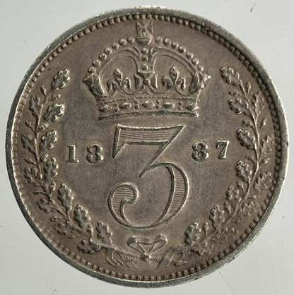 1887 Victoria Threepence Silver Coin | Very Fine Grade