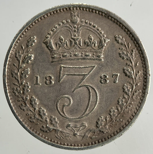 1887 Victoria Threepence Silver Coin | Very Fine Grade