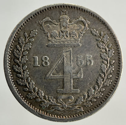 1855 Victoria Maundy Four-Pence Silver Coin | Fine Collectable Grade