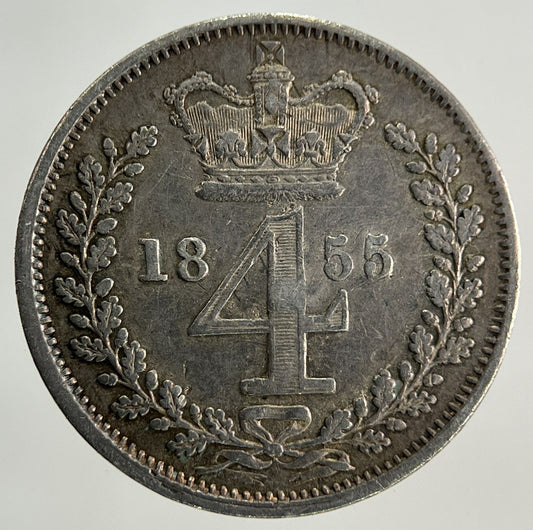 1855 Victoria Maundy Four-Pence Silver Coin | Fine Collectable Grade