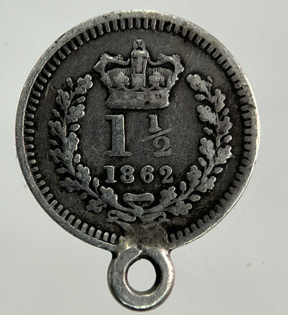 1862 Victoria Three-Half-Pence 1 1/2 Silver Coin | Fine Collectable Grade