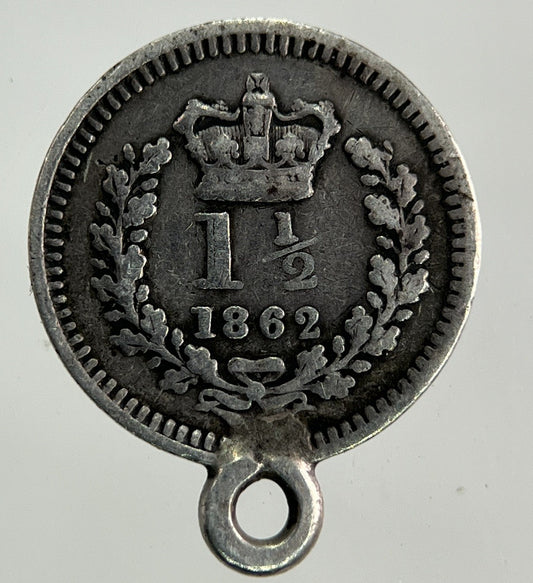 1862 Victoria Three-Half-Pence 1 1/2 Silver Coin | Fine Collectable Grade