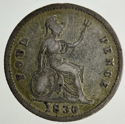 1836 William IV Groat Four-Pence Silver Coin | Fine Collectable Grade