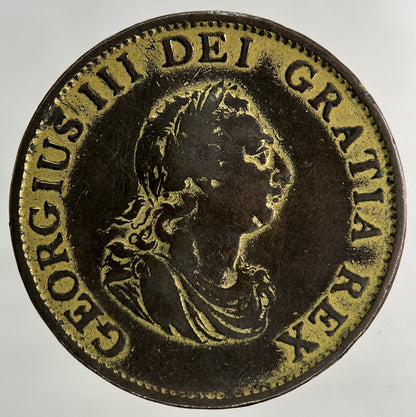 1799 Gilded George III 3rd Half-Penny Coin | Fine Collectable Grade