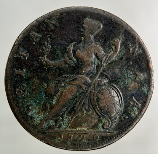 1729 George II 2nd Half-Penny Coin | Very High Grade