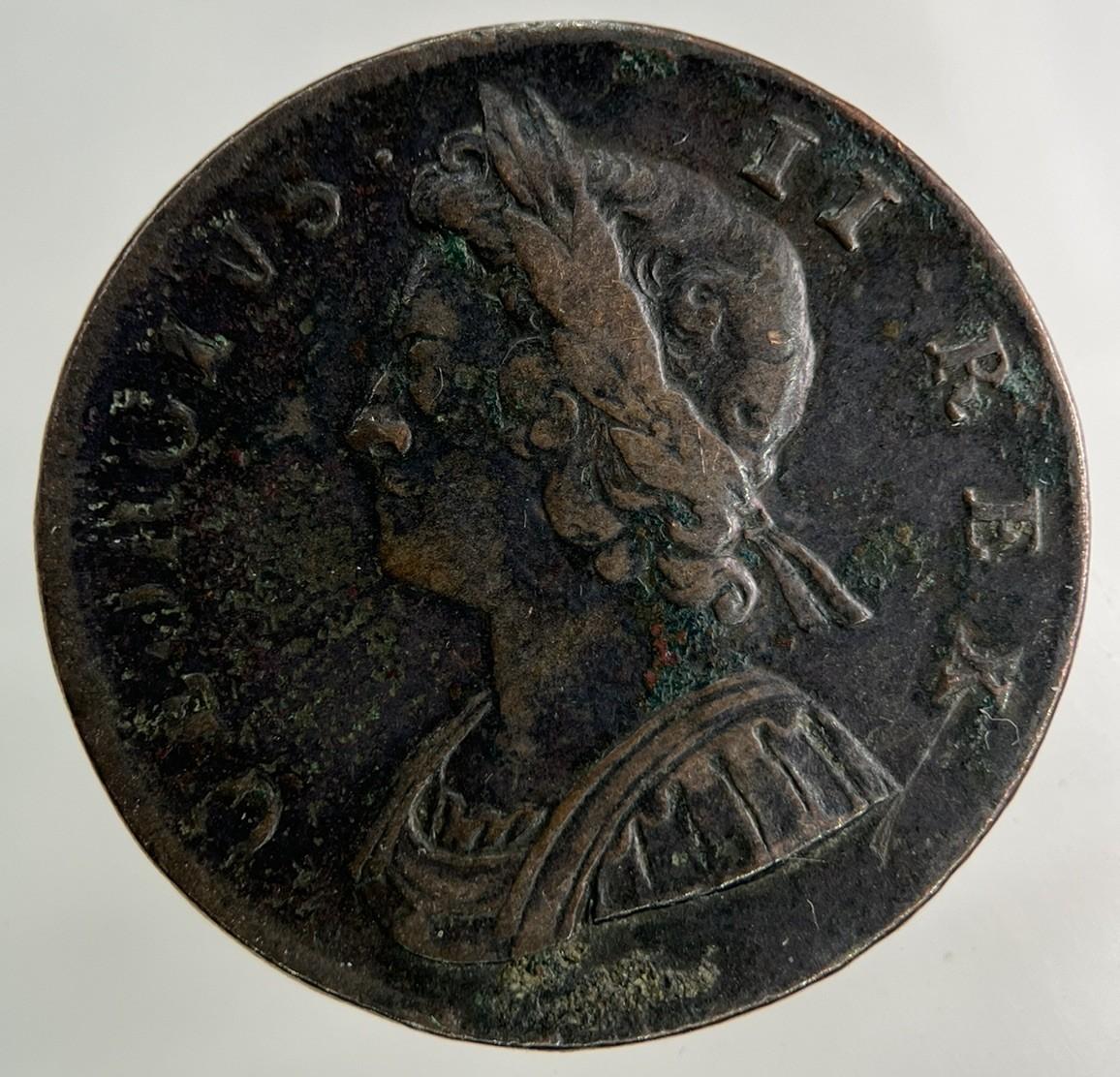 1729 George II 2nd Half-Penny Coin | Very High Grade