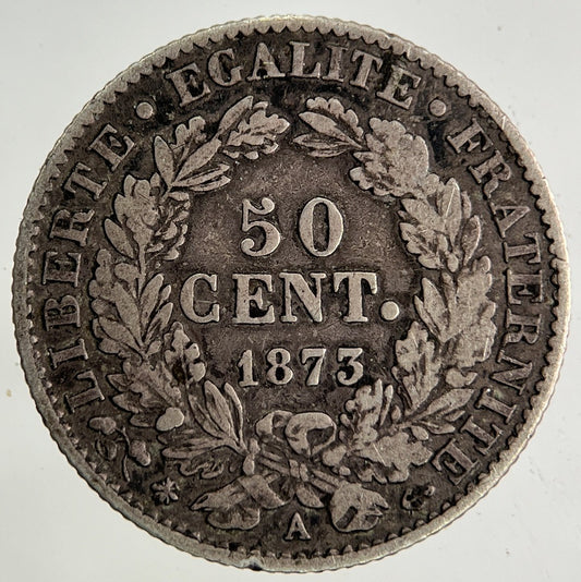 1873 France 50 Centimes Silver Coin | Fine Collectable Grade