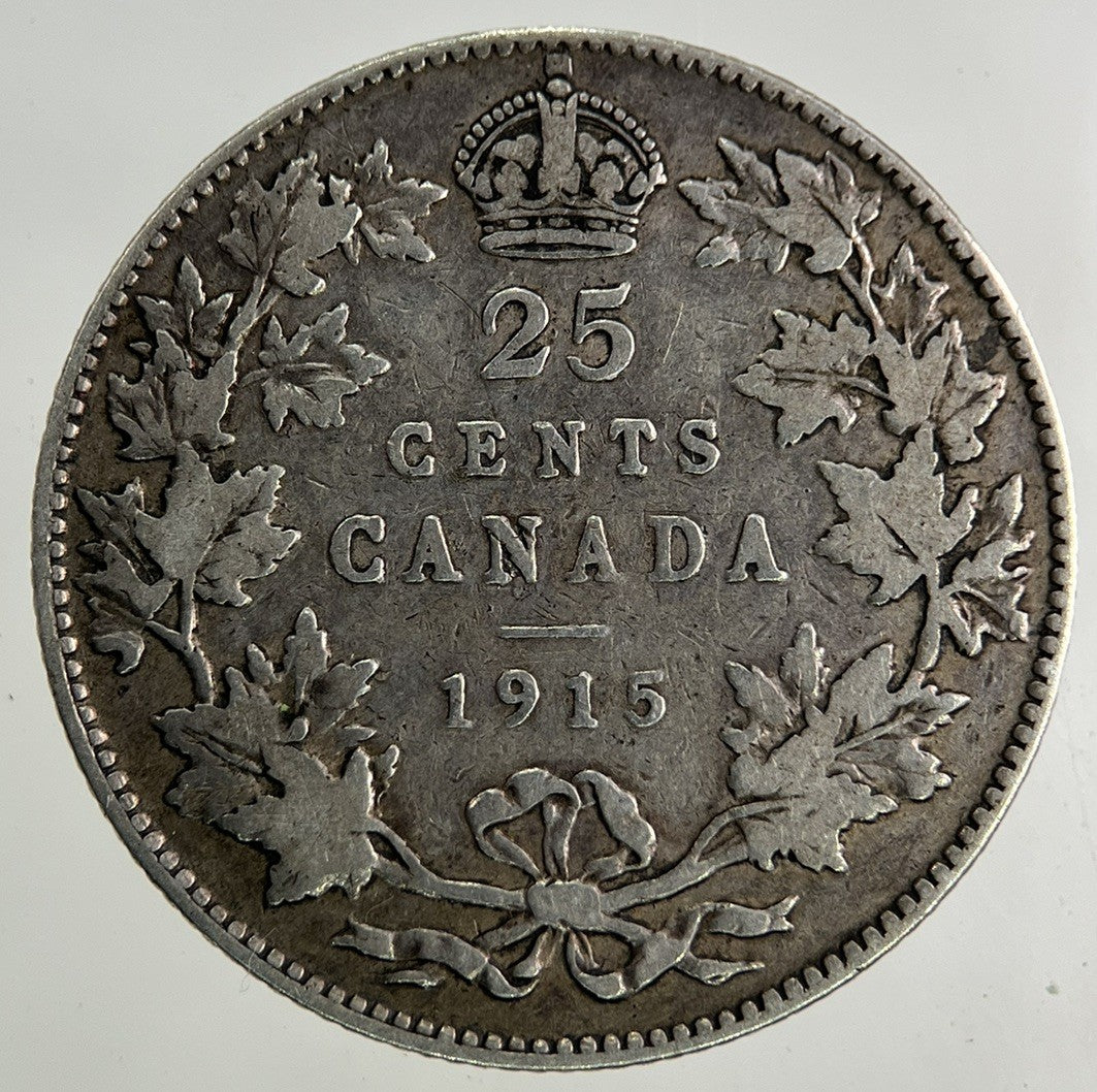 1915 Canada 25 Cents Silver Coin | Fine Collectable Grade