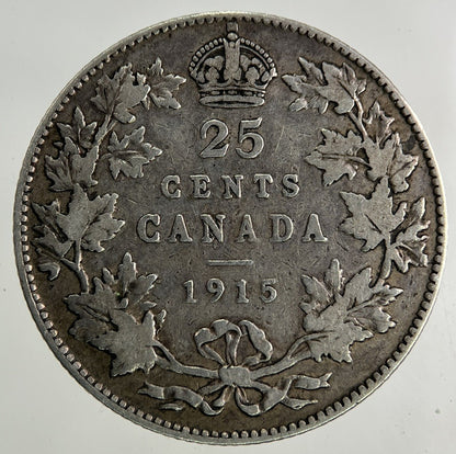 1915 Canada 25 Cents Silver Coin | Fine Collectable Grade