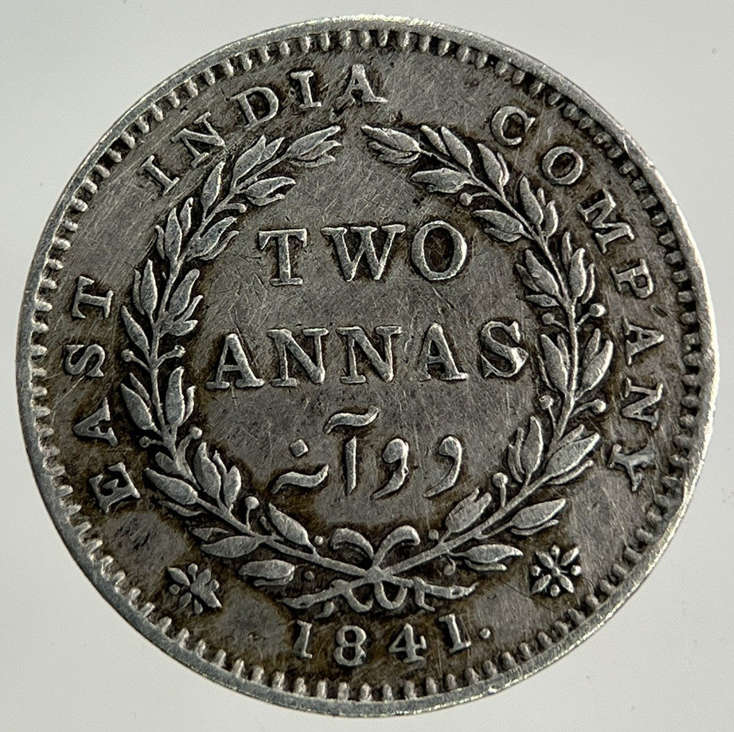 1841 East India Company 2 Annas Silver Coin | Fine Collectable Grade