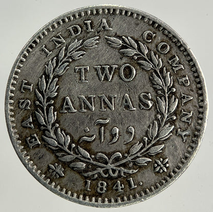 1841 East India Company 2 Annas Silver Coin | Fine Collectable Grade