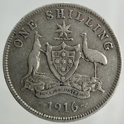 1916-M Australia One Shilling Silver Coin | Fine Collectable Grade