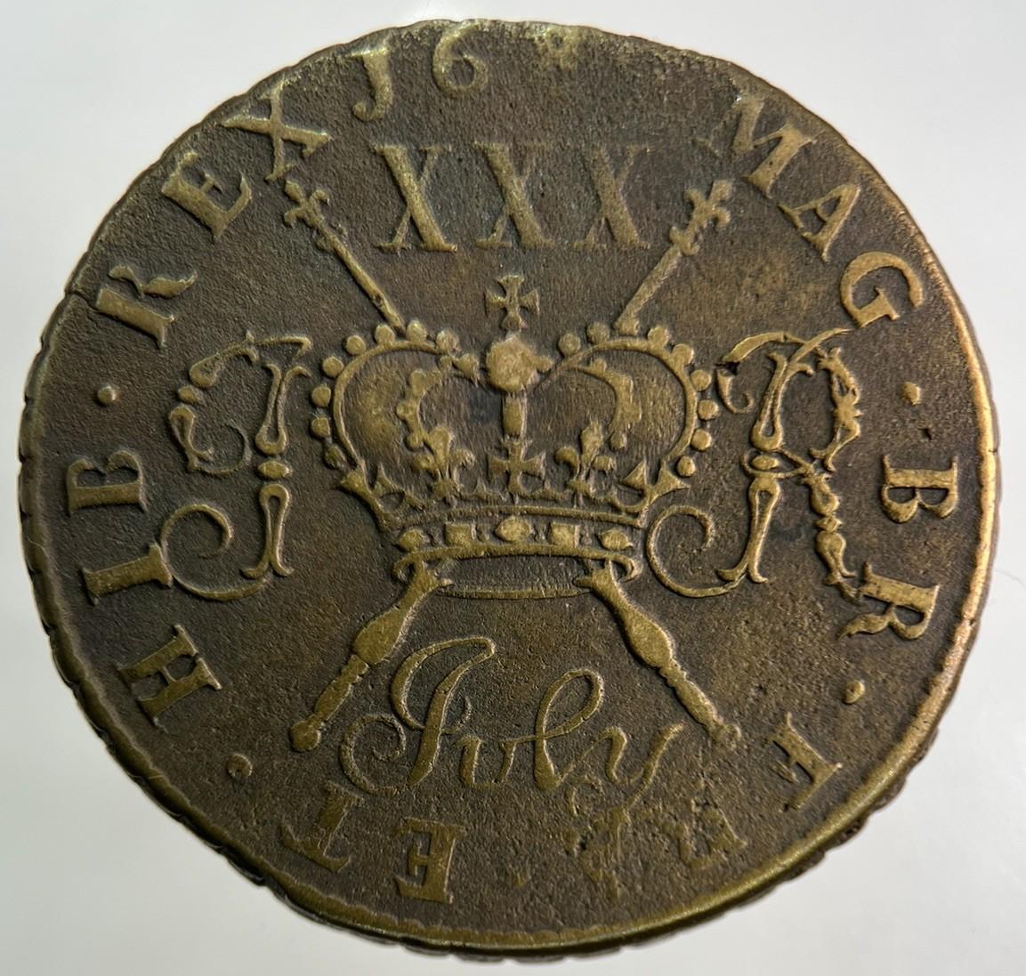 1689 Irish James II Gun Money Half Crown Coin | Very High Grade