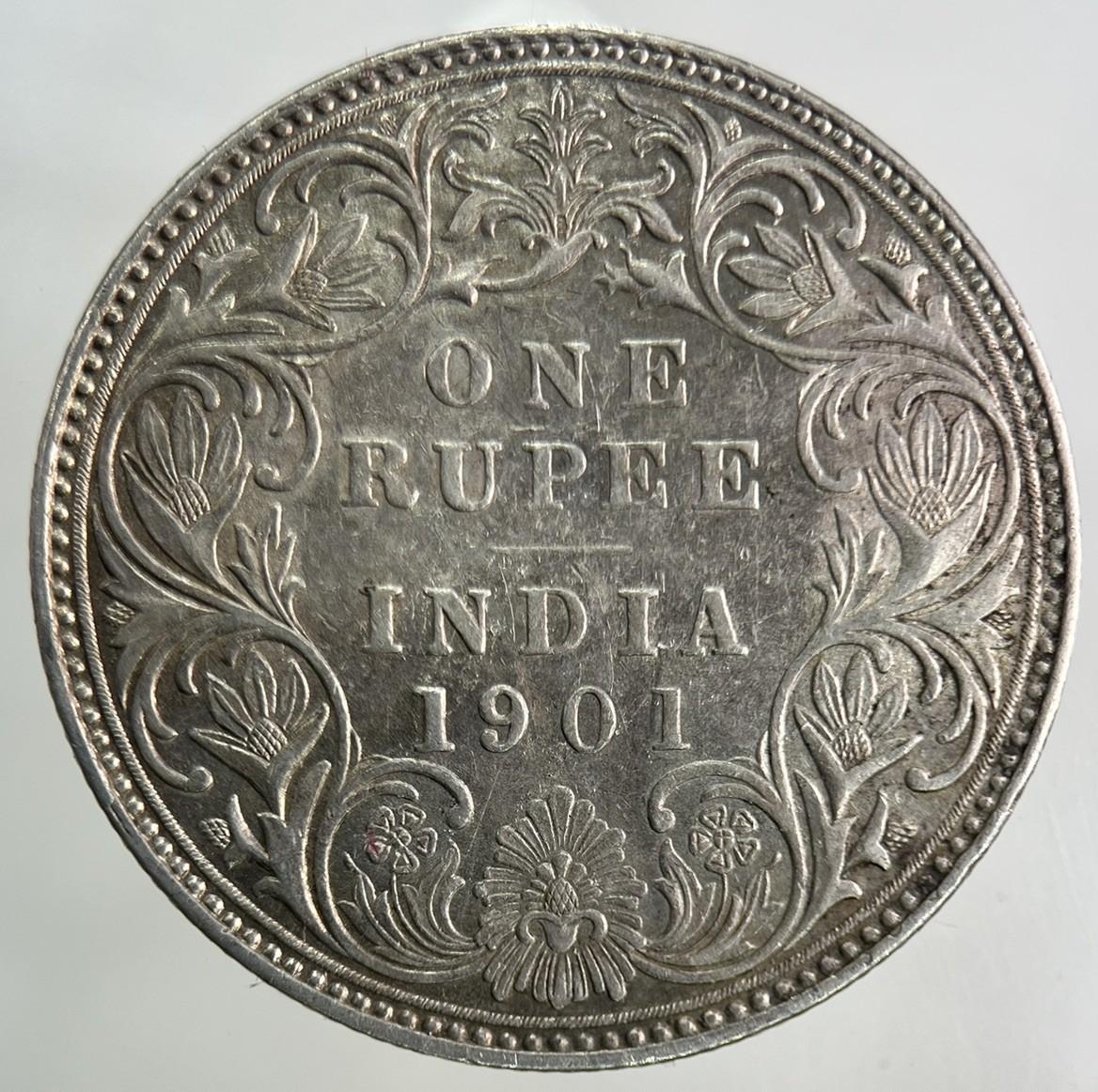 1901 India One Rupee Silver Coin | Very High Grade