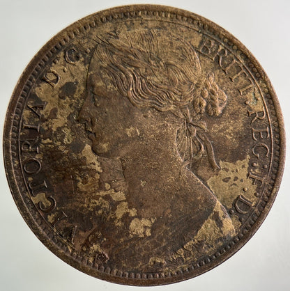 1870 Victoria One Penny Coin | Very Fine Grade