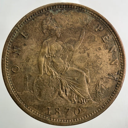 1870 Victoria One Penny Coin | Very Fine Grade