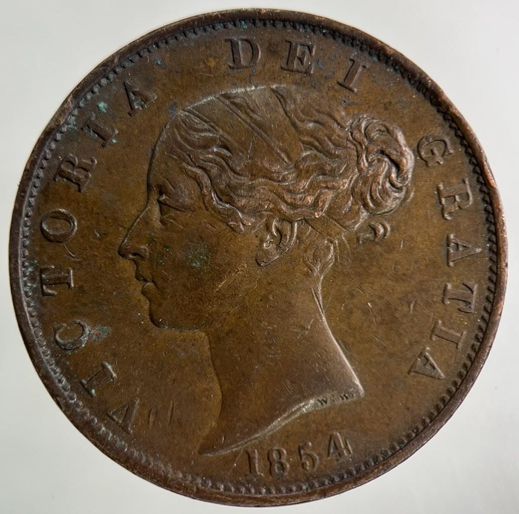 1854 Victoria Half-Penny Coin | Very Fine Grade