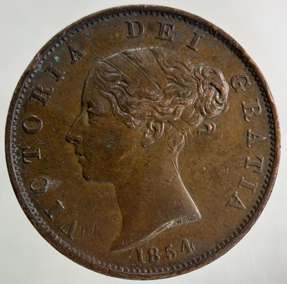 1854 Victoria Half-Penny Coin | Very Fine Grade