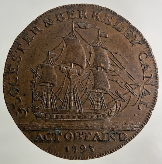 1797 Gloucester Berkeley Canal Conder Half-Penny Coin | Very High Grade
