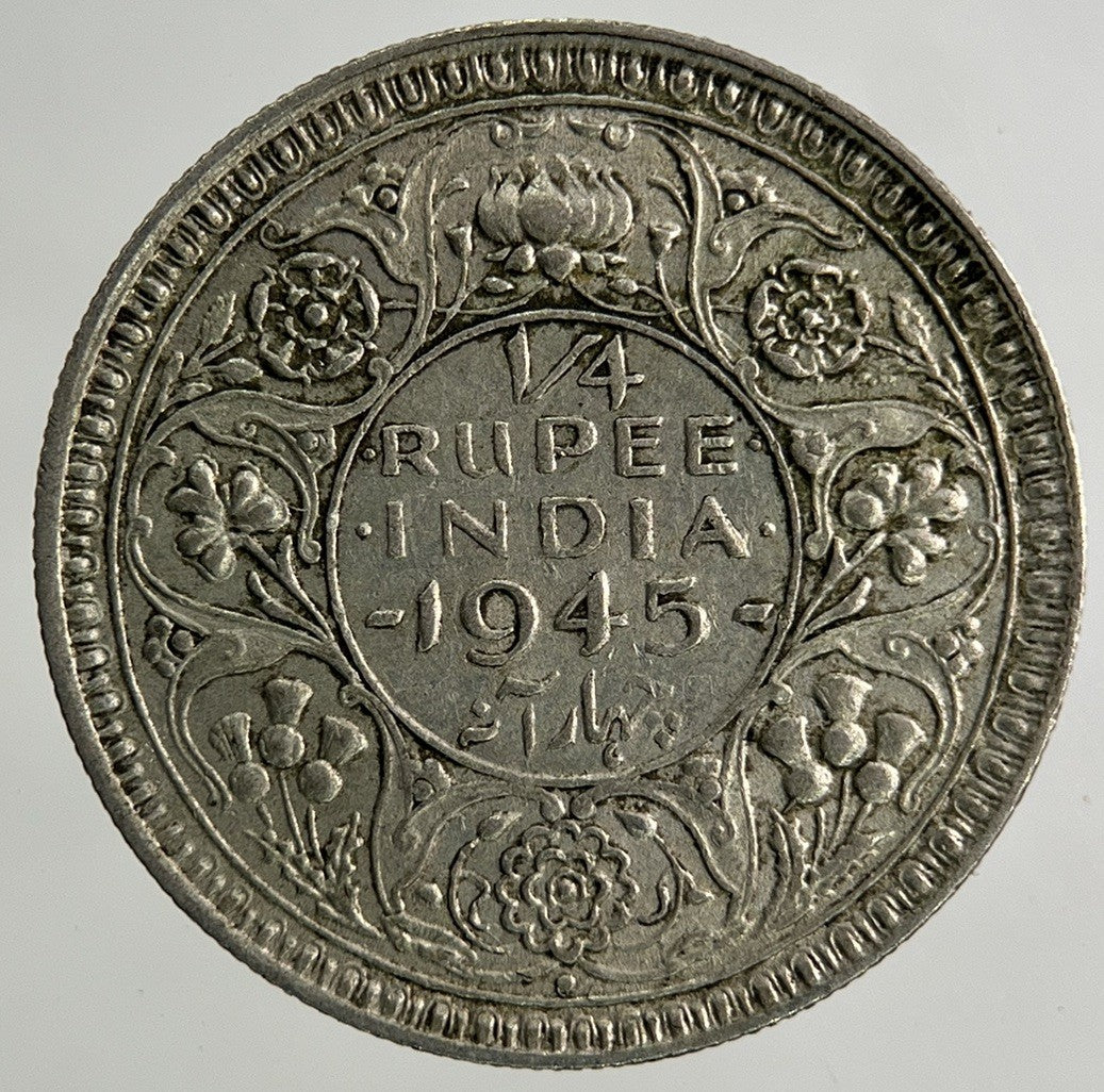 1945 India One Quarter Rupee Silver Coin | Very High Grade