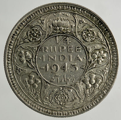 1945 India One Quarter Rupee Silver Coin | Very High Grade