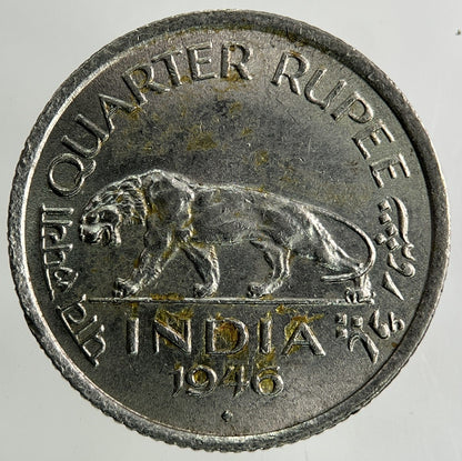 1946 India One Quarter Rupee Coin | Very High Grade