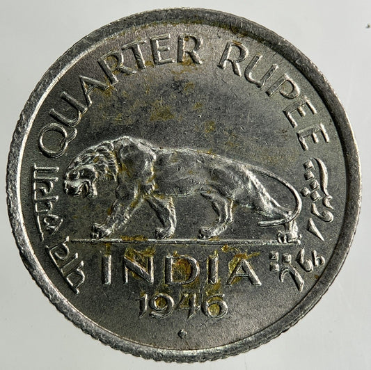 1946 India One Quarter Rupee Coin | Very High Grade