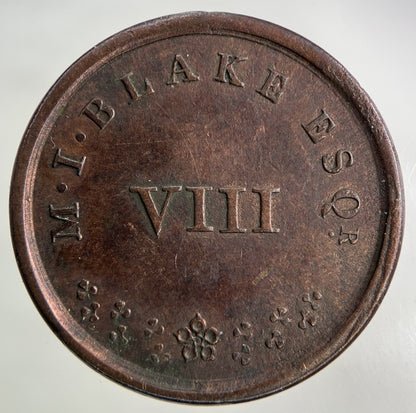 Irish Galway Martin Joseph Blake VIII Eightpence Token Coin | Very High Grade