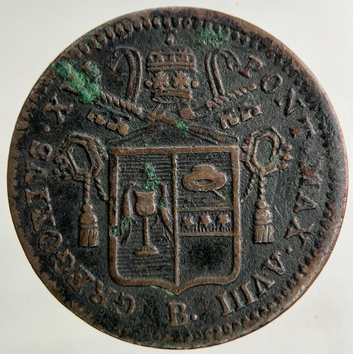 1838 Italy Papal States Mezzo Baiocco Coin | Very High Grade