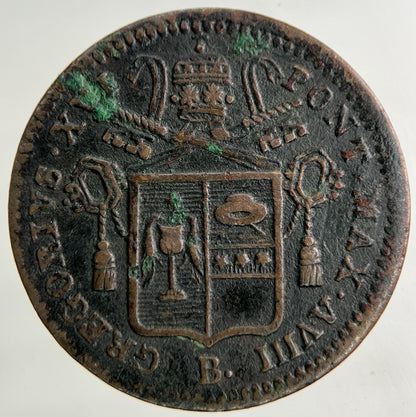 1838 Italy Papal States Mezzo Baiocco Coin | Very High Grade