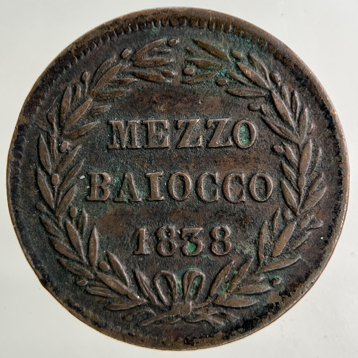 1838 Italy Papal States Mezzo Baiocco Coin | Very High Grade
