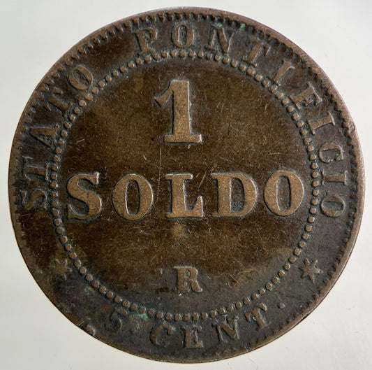 1867 Italy Papal States 1 Soldo 5 Cent Coin | Fine Collectable Grade