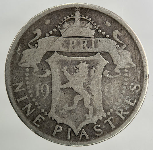 1901 Cyprus 9 Piastres Silver Coin | Collectable Grade