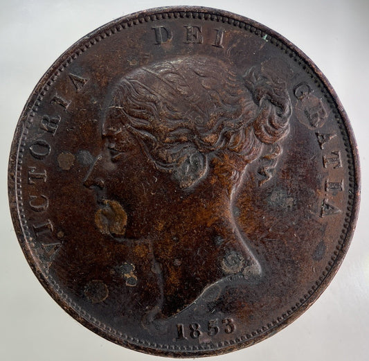 1853 Victoria One Penny Coin | Very High Grade
