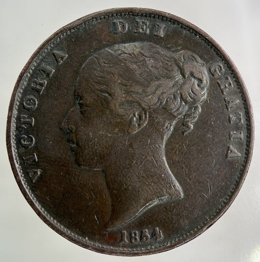 1854 Victoria One Penny Coin | Fine Collectable Grade