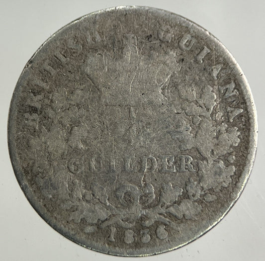 1836 Belize British Guiana 1/4 Guilder Silver Coin | Collectable Grade