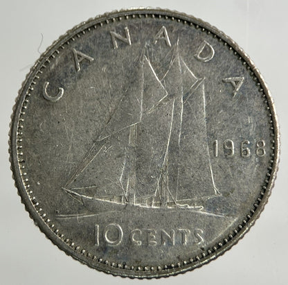1968 Canada 10 Cents Silver Coin | Very High Grade