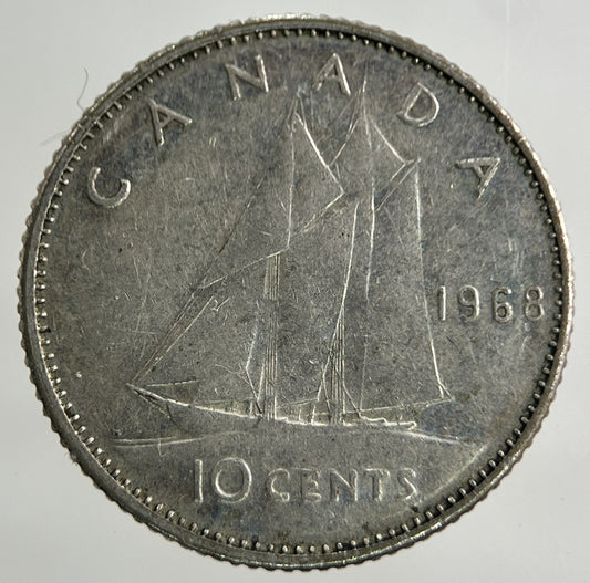 1968 Canada 10 Cents Silver Coin | Very High Grade