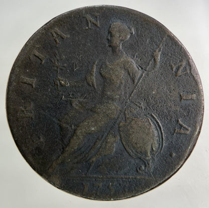 1753 George II 2nd Half-Penny Coin | Fine Collectable Grade
