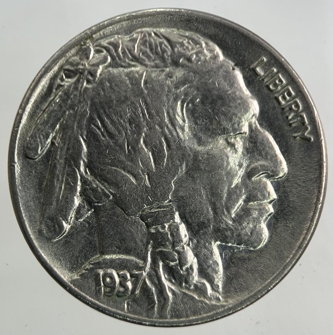 1937 US USA Buffalo Nickel 5 Cents Coin | UNC Uncirculated Grade