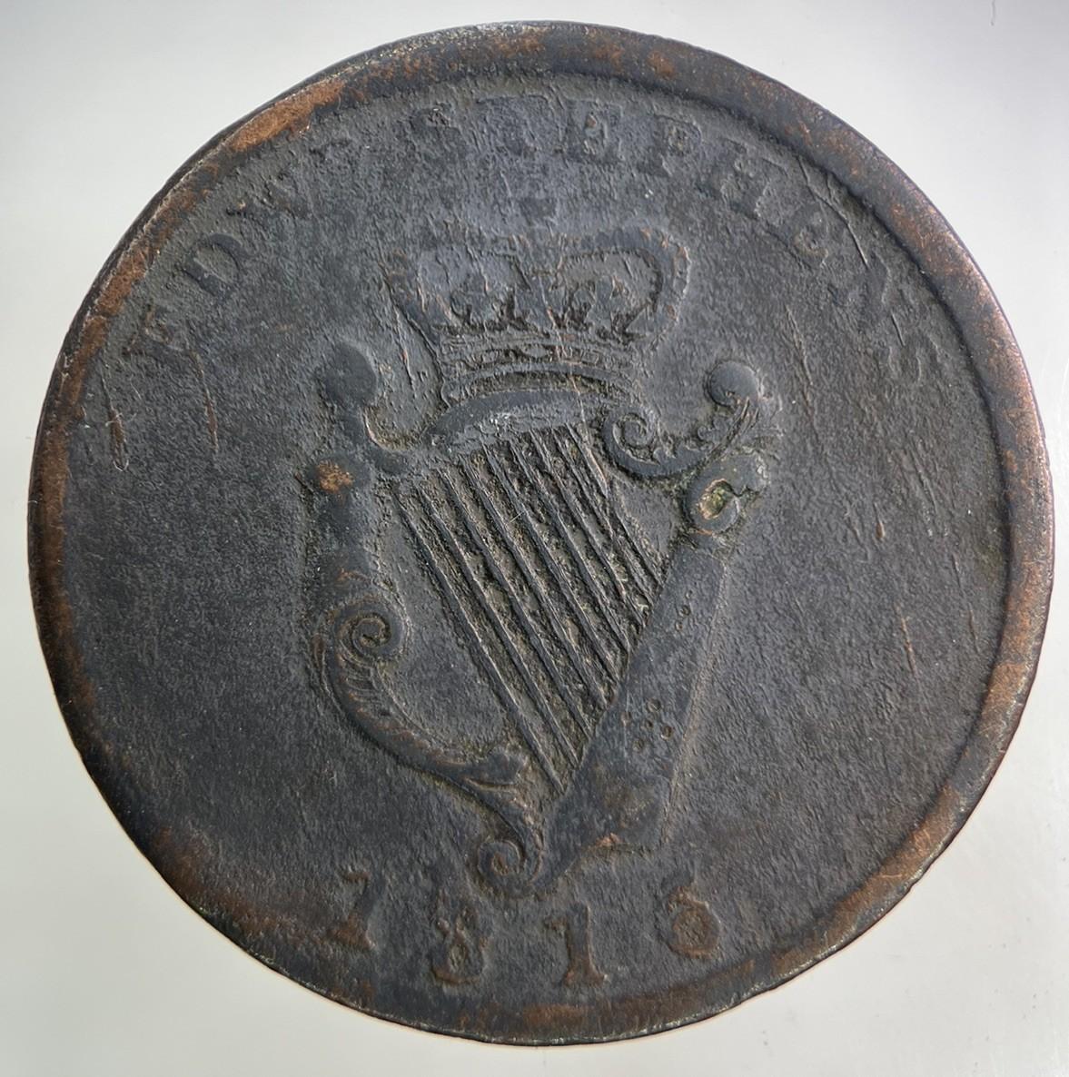 1816 Irish Edward Stephens One Penny Coin | Fine Collectable Grade