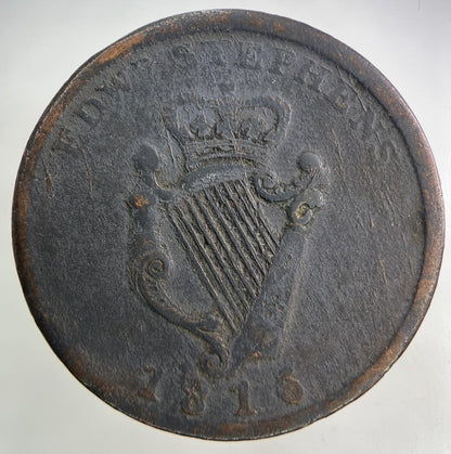 1816 Irish Edward Stephens One Penny Coin | Fine Collectable Grade