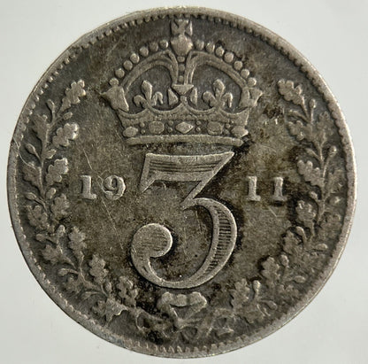 1911 George V Threepence Silver Coin | Fine Collectable Grade